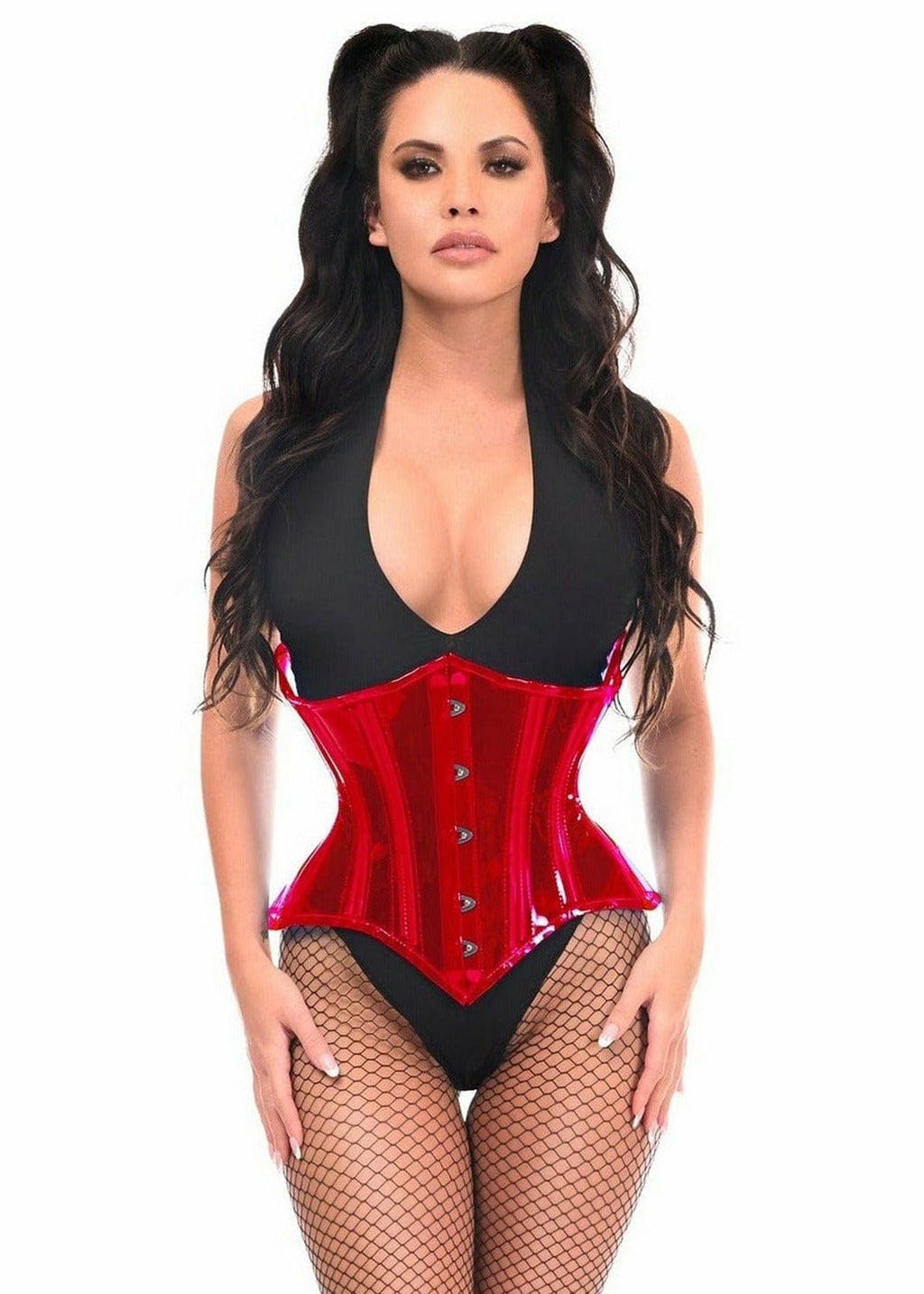 Lavish Red Clear Curvy Underbust Waist Cincher Corset