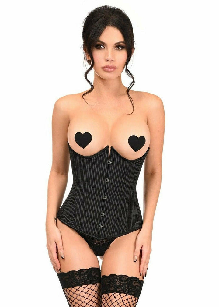 Lavish Pinstripe Underwire Open Cup Underbust Corset