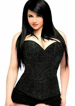 Lavish Black Glitter Side Zipper Corset