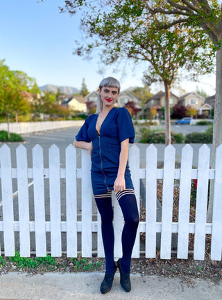Selma: Navy, An Understated Elegance. Petite to Plus Size Thigh Highs
