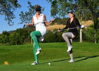 Par 4 - Green Argyle Thigh Highs. Petite to Plus Size