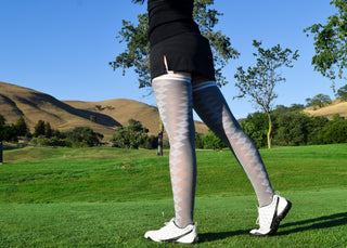 Par 4 - Grey Argyle Thigh Highs. Petite to Plus Size