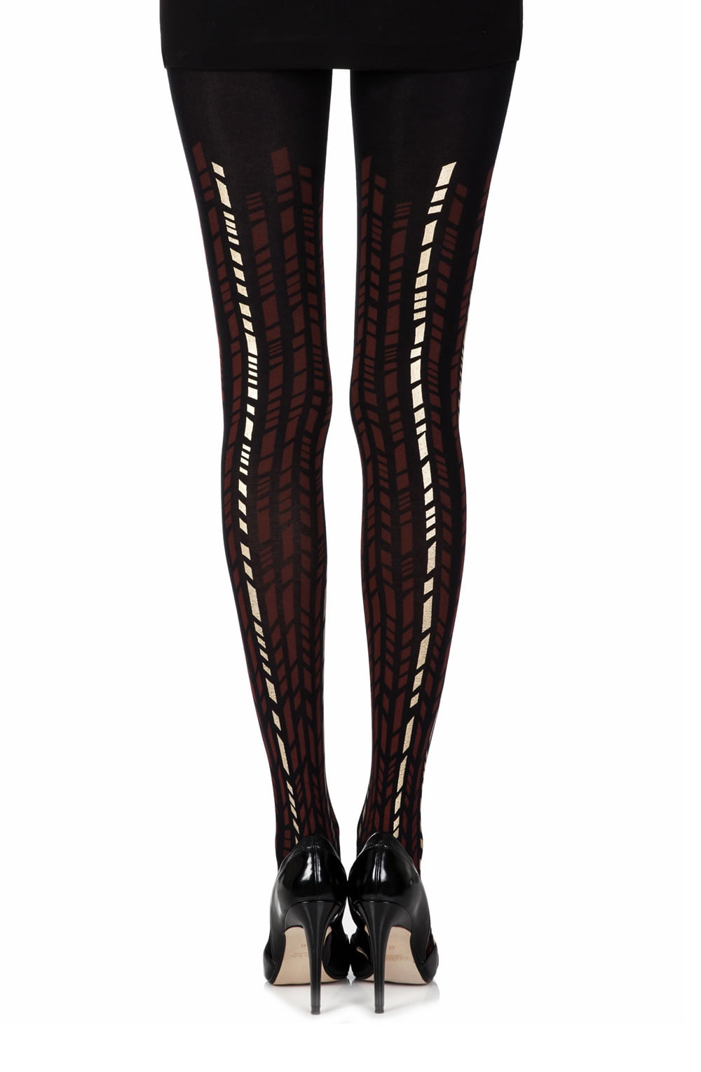 Zohara "Cross It" Burgundy/Gold Print Tights