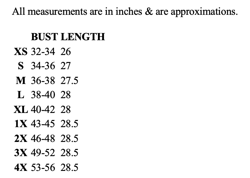 Size chart