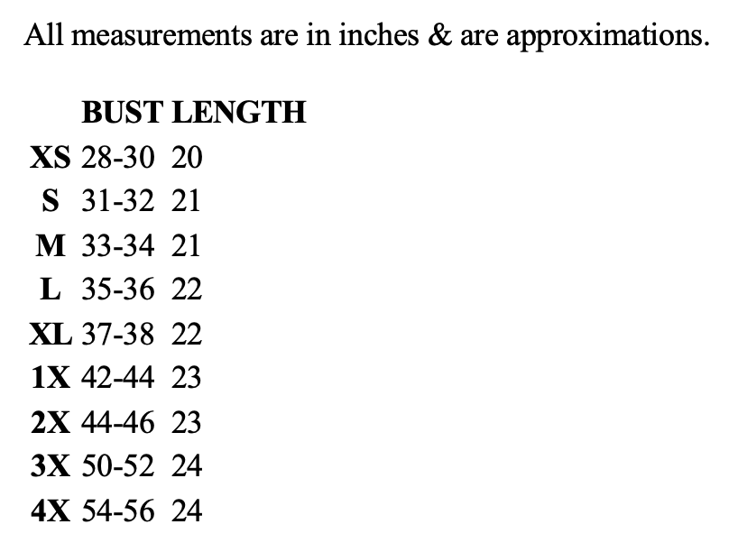 Size chart