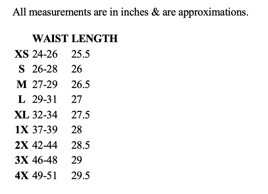 Size chart
