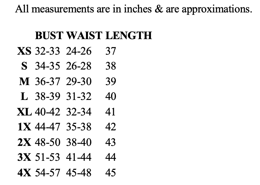 Size chart