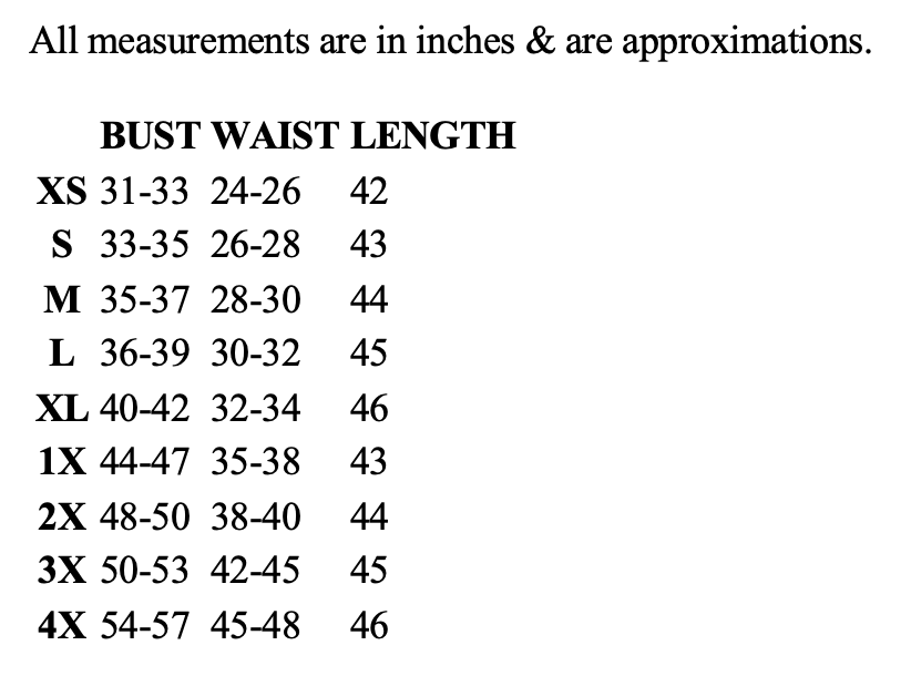 Size chart