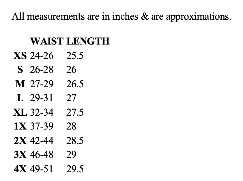 Size chart