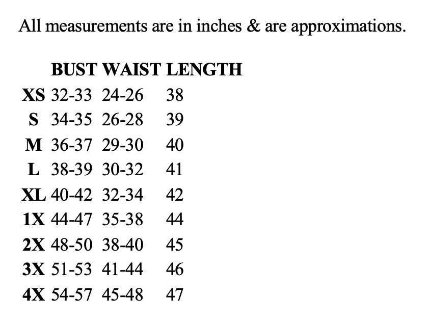 Size chart