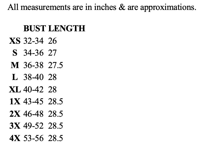Size chart