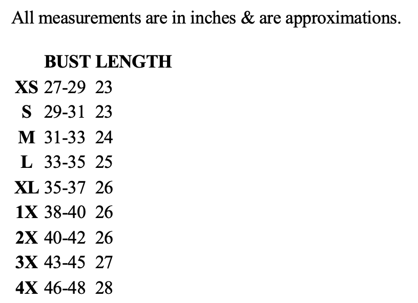 Size chart
