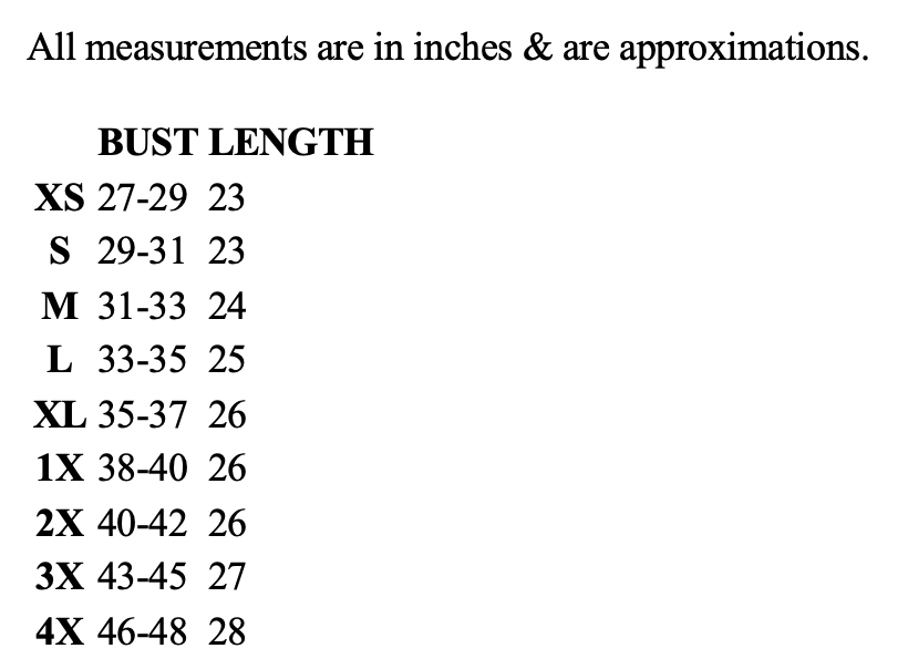 Size chart