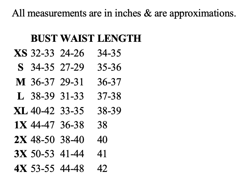 Size chart