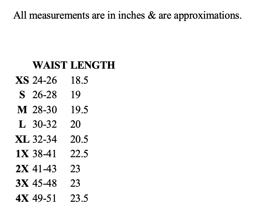 Size chart