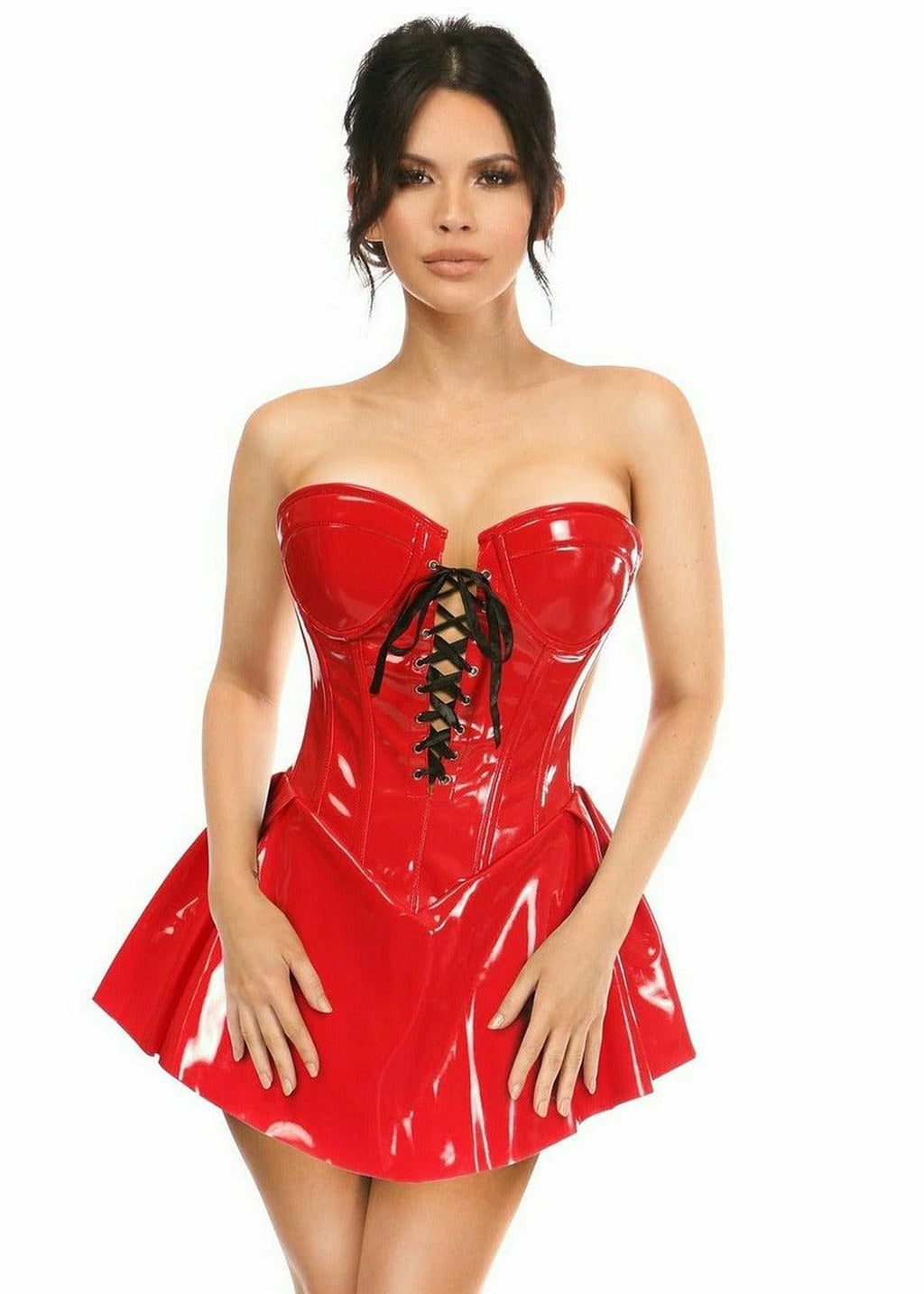 Red Patent Steel Boned Corset Dress