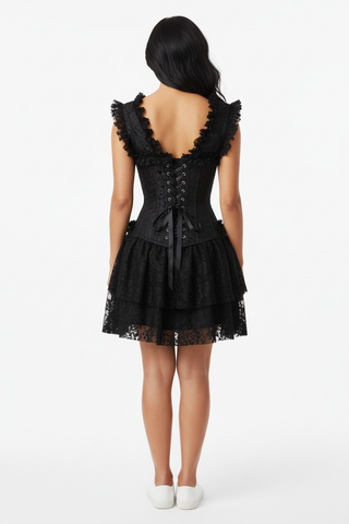 Top Drawer Steel Boned Black Lace Victorian Corset Dress