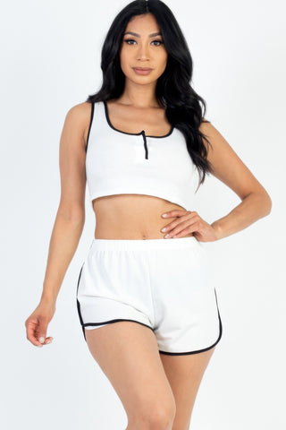 Casual French Terry Tank Top And Shorts Set