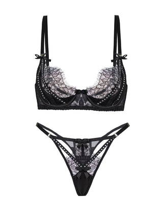 Midnight Noir Sparkle Lace Lingerie Set