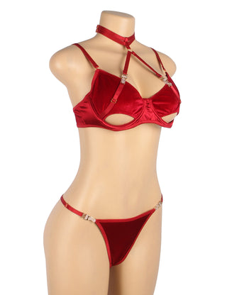 YesX YX872 Hollow Cut Halter Bra Set