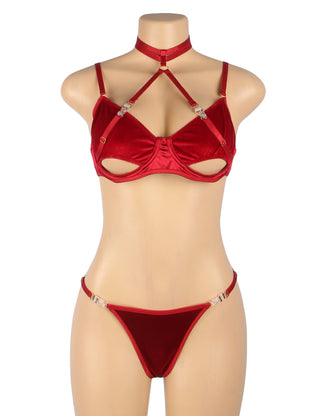 YesX YX872 Hollow Cut Halter Bra Set