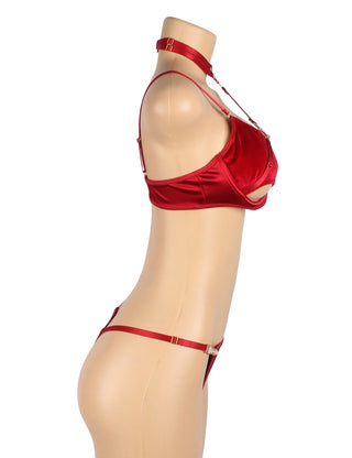 YesX YX872Q Hollow Cut Halter Bra Set Plus