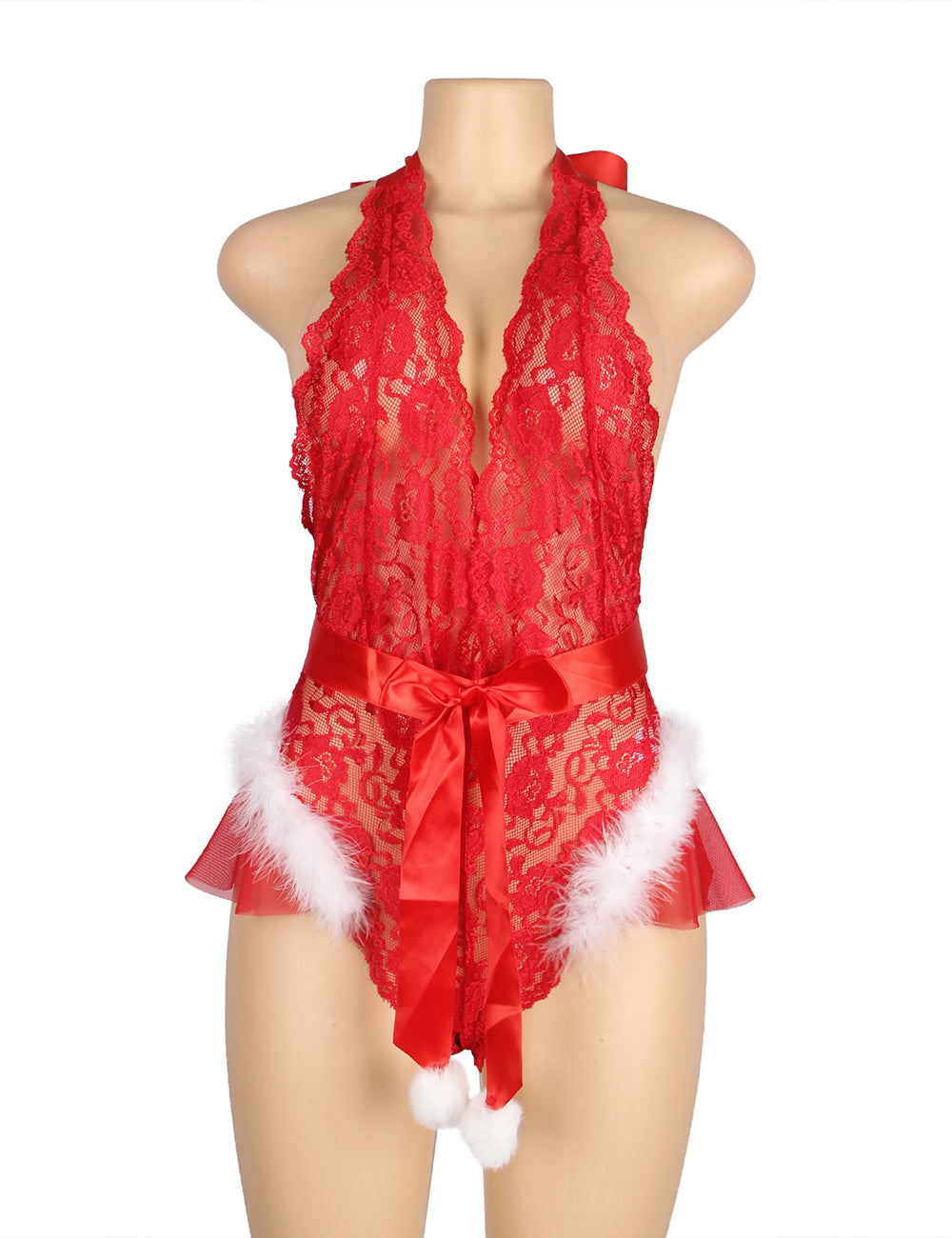 YesX YX874Q Christmas Sexy Halter Neck Teddy Plus