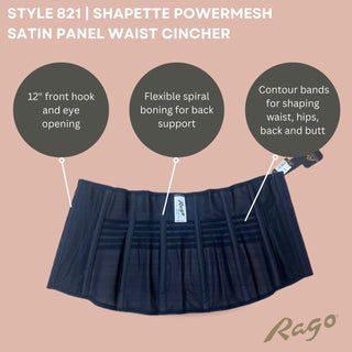 Style 821 | Shapette Powermesh Satin Panel Waist Cincher