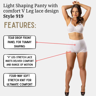 Light Shaping Panty with comfort V Leg lace design | Style 919