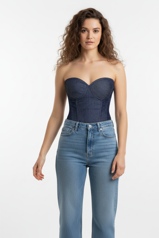 Lavish Blue Denim Underwire Bustier