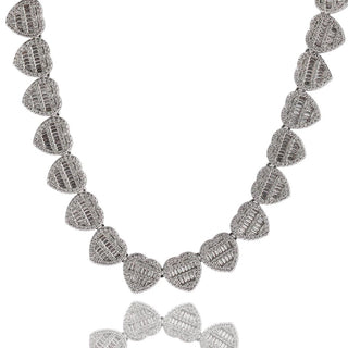 Icy Baguette Hearts Necklace