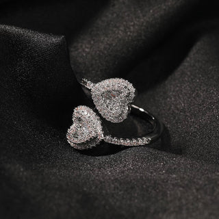 Icy Baguette Hearts Ring