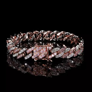 Two Tone Pink Cuban Bracelet