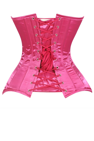 Hot Pink Satin Overbust Corset Sweetheart Neckline Busk Closure