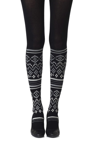 Zohara "Too Cool" Light Grey Print Tights