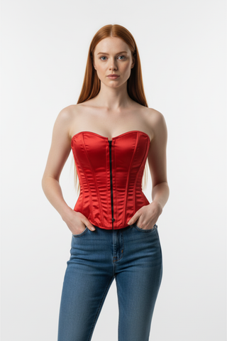 Lavish Red Sweetheart Front Zipper Corset