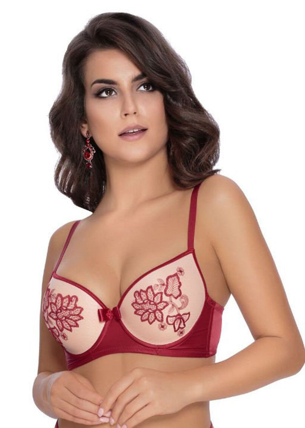 Roza Mehendi Push Up Bra Claret