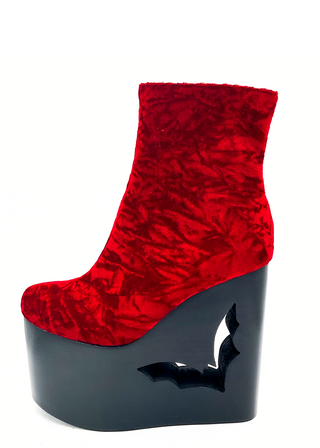 Deadwood Oxblood Velvet Wedge Boot