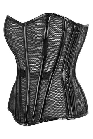 Black Fishnet w/Patent Steel Boned Overbust Corse
