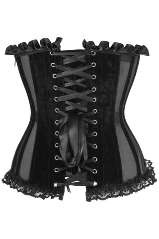 Steel Boned Black Mesh & Velvet Underwire Bustier Corset