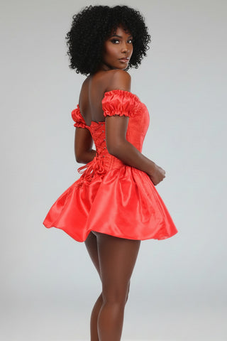 Top Drawer Steel Boned Red Brocade & Taffeta Corset Dress