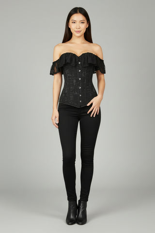 Lavish Black Lace Off-The-Shoulder Corset