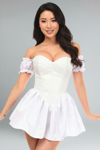 Top Drawer Steel Boned White Brocade & Taffeta Corset Dress