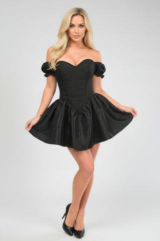 Top Drawer Steel Boned Black Brocade & Taffeta Corset Dress