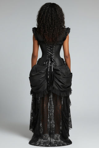 Top Drawer Steel Boned Black Lace Victorian Bustle Corset Dress