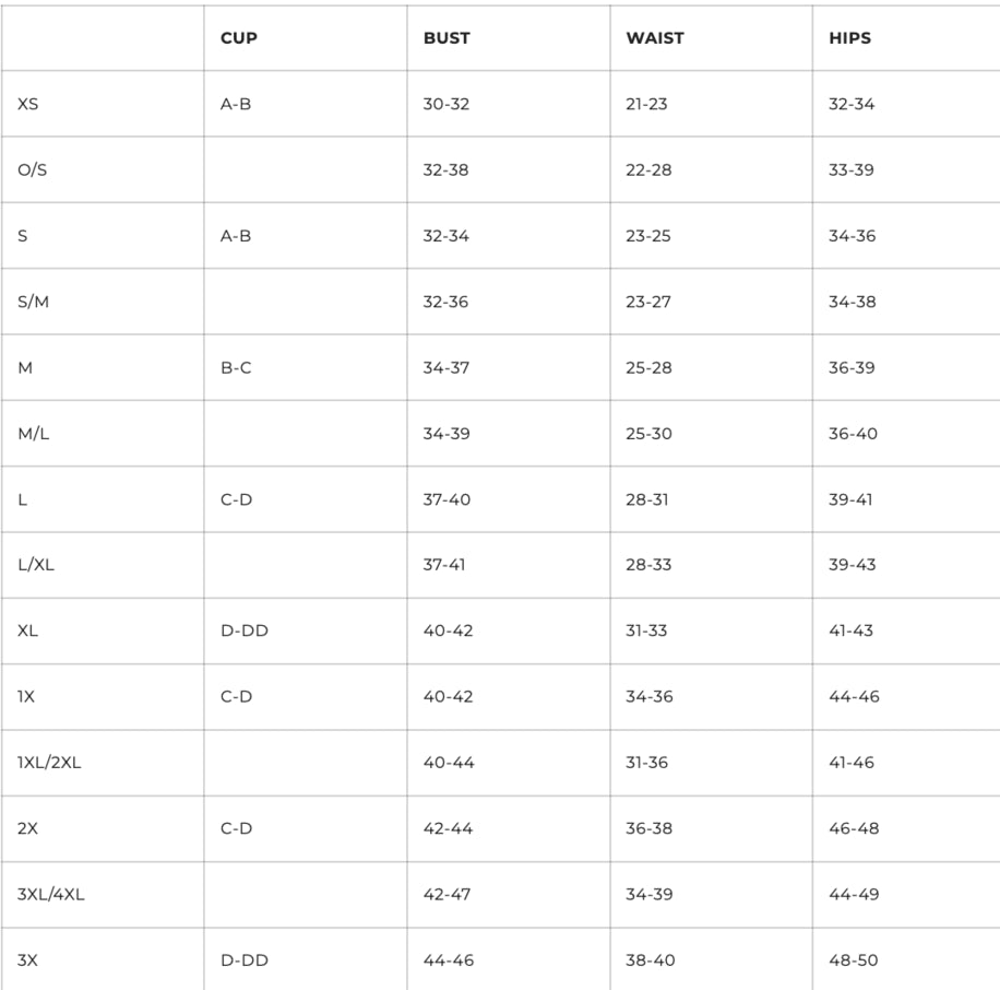 Size chart