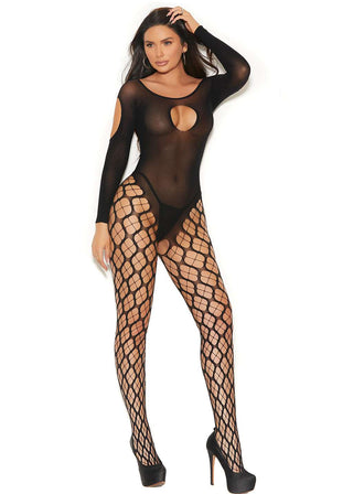 Cold Shoulder Cargo Net Body Stocking