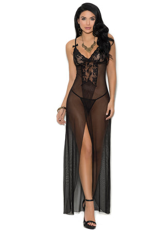 Long Mesh Gown with G-String