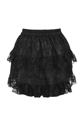 Black Lace Ruched Bustle Skirt