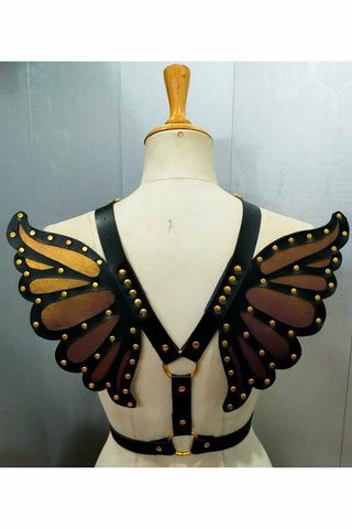Faux Leather Bronze/Gold Butterfly Wing Harness - Daisy Corsets